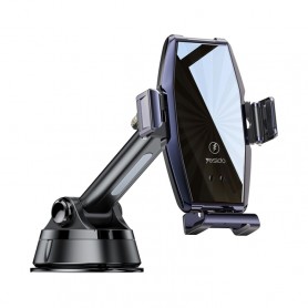 Support smartphone voiture 2 en 1 Clip Invisible charge Sans Fil  15W (Noir)