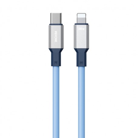 Câble de données en silicone 20 W USB-C/Type-C vers 8 broches, longueur : 1,2 m Bleu