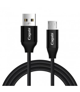 Cagabi N1 1m 2.4A aluminium + Nylon - câble de charge rapide USB vers Micro USB Sync Noir