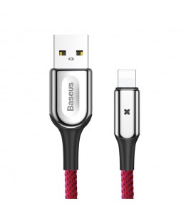 Cable Basseus X-ShapedLightning 2.4A Nylon renforcé - ultra resistant longueur 1m Rouge