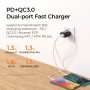 JOYROOM 20W Chargeur de voyage intelligent double port PD + QC3.0